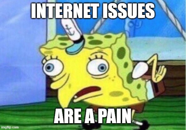 Mocking Spongebob | INTERNET ISSUES; ARE A PAIN | image tagged in memes,mocking spongebob | made w/ Imgflip meme maker