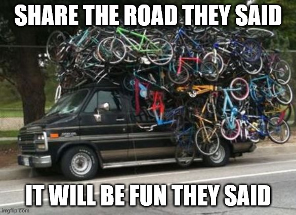 SHARE THE ROAD THEY SAID; IT WILL BE FUN THEY SAID | made w/ Imgflip meme maker