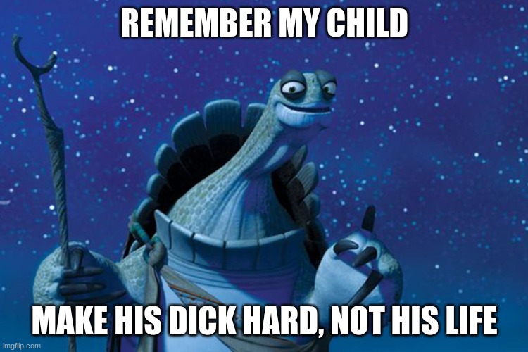 Master Oogway | REMEMBER MY CHILD; MAKE HIS DICK HARD, NOT HIS LIFE | image tagged in master oogway | made w/ Imgflip meme maker