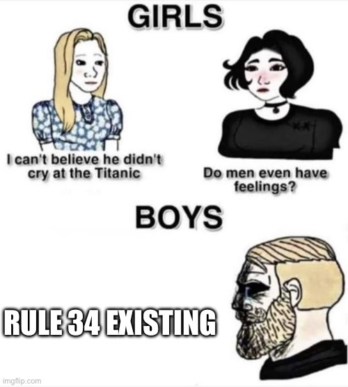 Sad Reality | RULE 34 EXISTING | image tagged in do men even have feelings | made w/ Imgflip meme maker
