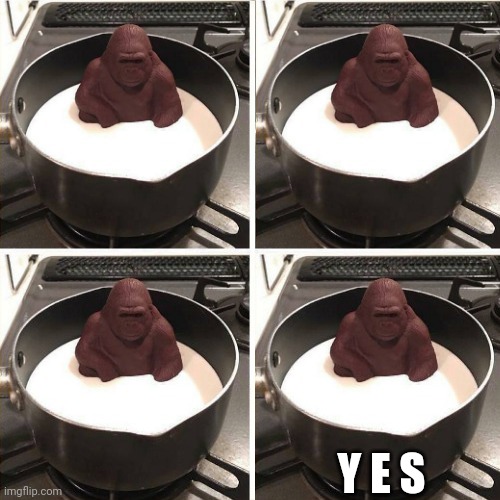 Gorilla not melting | Y E S | image tagged in gorilla not melting | made w/ Imgflip meme maker