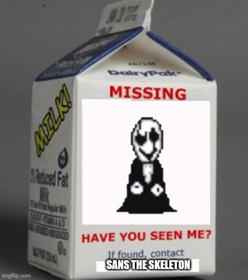 Missing | SANS THE SKELETON | image tagged in undertale | made w/ Imgflip meme maker