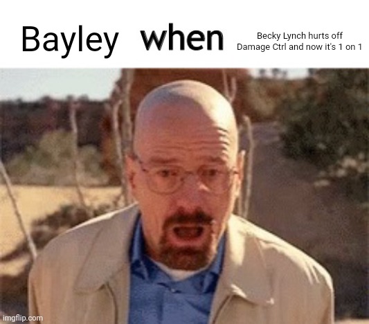 x when y | Becky Lynch hurts off Damage Ctrl and now it's 1 on 1; Bayley | image tagged in x when y | made w/ Imgflip meme maker