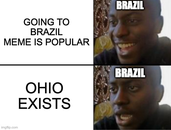 Oh yeah! Oh no... | BRAZIL; GOING TO BRAZIL MEME IS POPULAR; OHIO EXISTS; BRAZIL | image tagged in oh yeah oh no | made w/ Imgflip meme maker