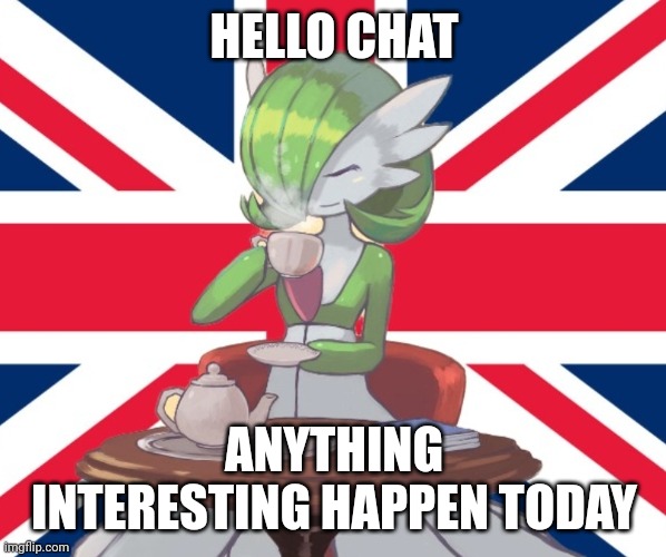 Gardi the Bri'ish | HELLO CHAT; ANYTHING INTERESTING HAPPEN TODAY | image tagged in gardi the bri'ish | made w/ Imgflip meme maker