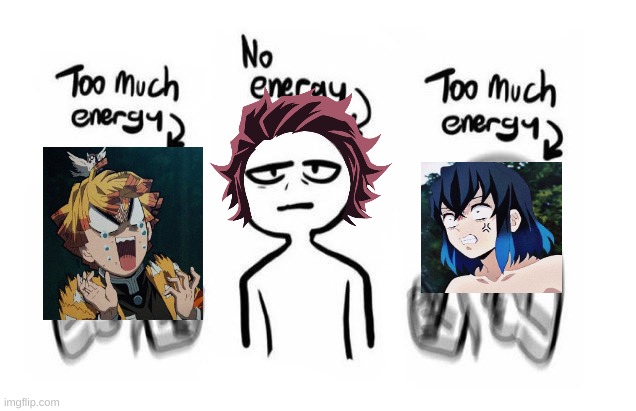 kny be like: | image tagged in no energy too much energy | made w/ Imgflip meme maker