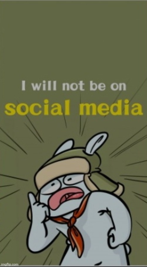 I will not be on social media | image tagged in i will not be on social media | made w/ Imgflip meme maker