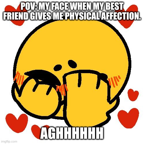 I might have a tiny little crush on her ? | POV: MY FACE WHEN MY BEST FRIEND GIVES ME PHYSICAL AFFECTION. AGHHHHHH | image tagged in gay | made w/ Imgflip meme maker