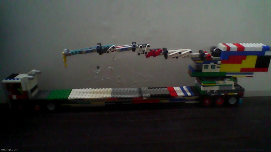 a crane I made out of lego | image tagged in lego,crane,truck,diy | made w/ Imgflip meme maker