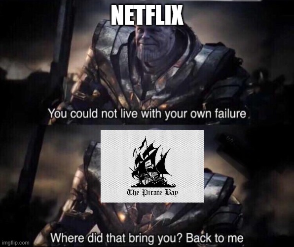 End of Netflix password share | NETFLIX | image tagged in thanos back to me,netflix,piracy | made w/ Imgflip meme maker