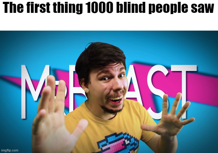 Fake MrBeast | The first thing 1000 blind people saw | image tagged in fake mrbeast | made w/ Imgflip meme maker