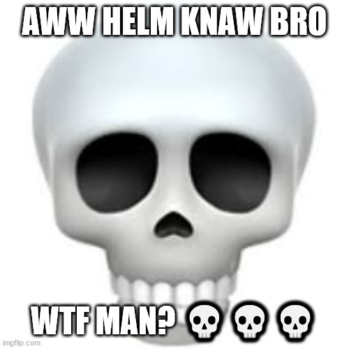 Skull | AWW HELM KNAW BRO WTF MAN? ??? | image tagged in skull | made w/ Imgflip meme maker