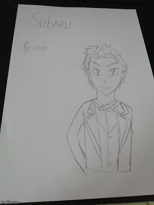 I drew Subaru from Re:Zero too! Please tell me if you have any suggestions! | image tagged in rezero | made w/ Imgflip meme maker