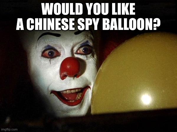 Want a ballon  | WOULD YOU LIKE A CHINESE SPY BALLOON? | image tagged in want a ballon | made w/ Imgflip meme maker