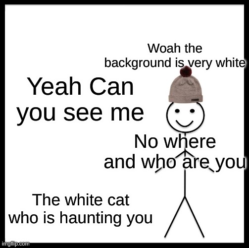 THE WHITE CAT | Woah the background is very white; Yeah Can you see me; No where and who are you; The white cat who is haunting you | image tagged in memes | made w/ Imgflip meme maker