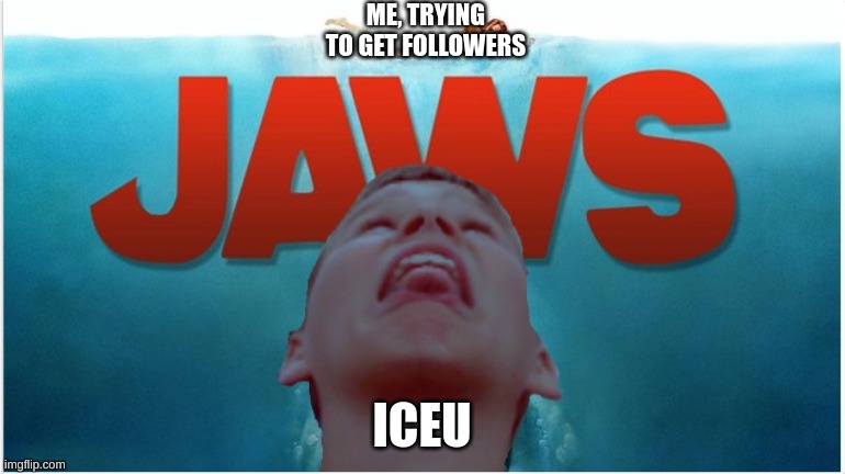 if you like this, please follow! it helps out a ton! | ME, TRYING TO GET FOLLOWERS; ICEU | image tagged in human shark | made w/ Imgflip meme maker