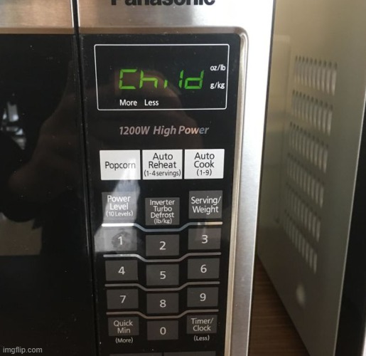 What's the difference between a child and a potato? About 140 calories. | image tagged in design fails,microwave,microwaves,design fail,crappy design,design | made w/ Imgflip meme maker