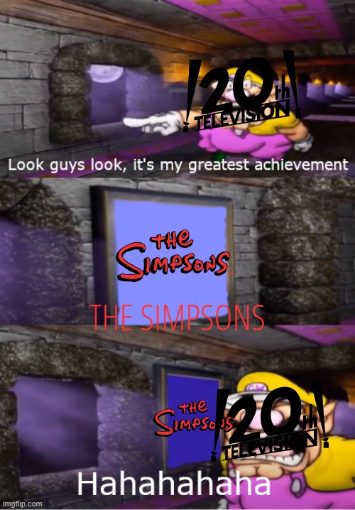 20th television's greatest achievement | THE SIMPSONS | image tagged in wario's greatest achievement,20th century fox,disney,the simpsons,20th television | made w/ Imgflip meme maker