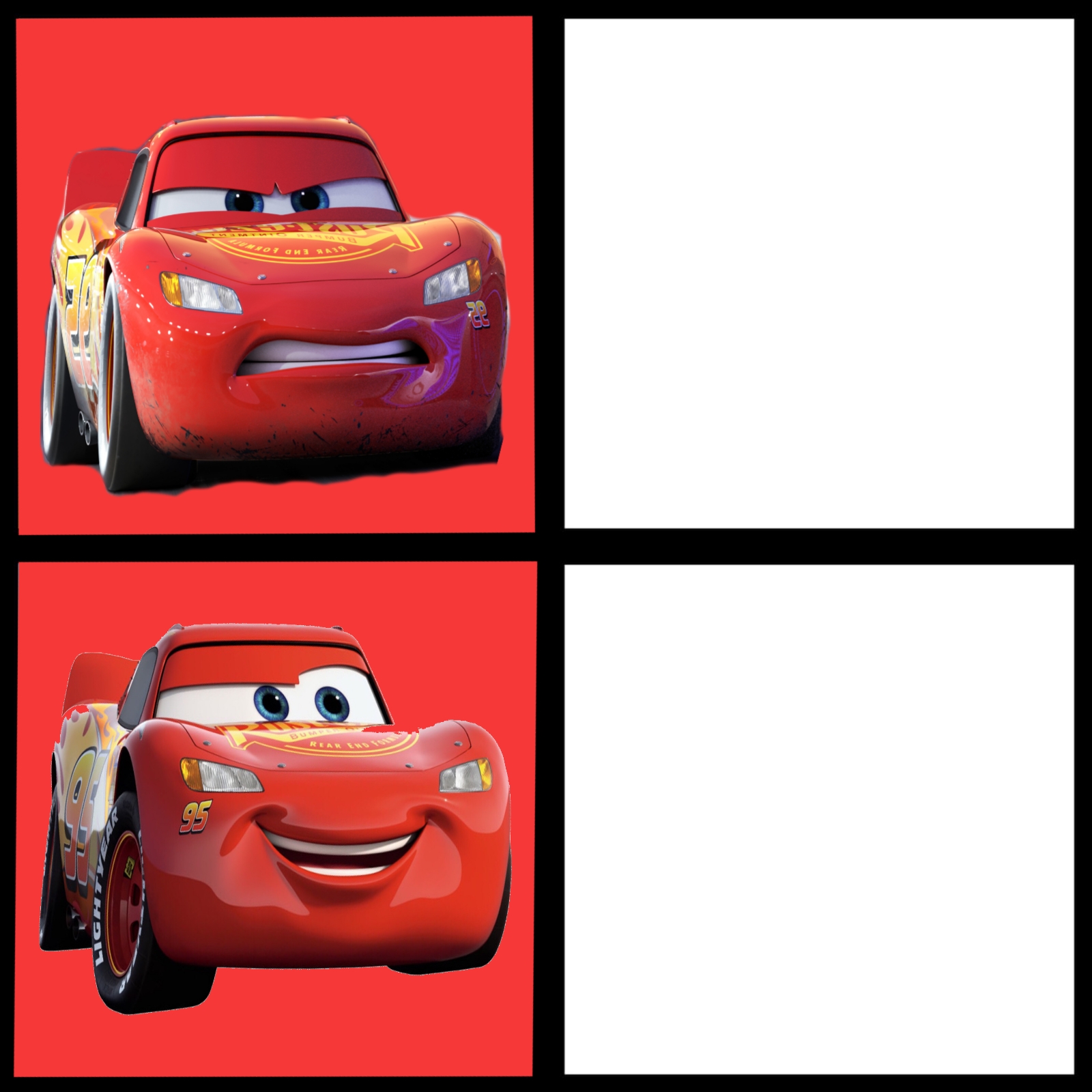Lightning McQueen drake Blank Meme Template