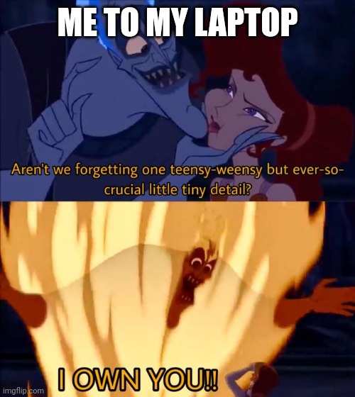 Hades I own you | ME TO MY LAPTOP | image tagged in hades i own you | made w/ Imgflip meme maker