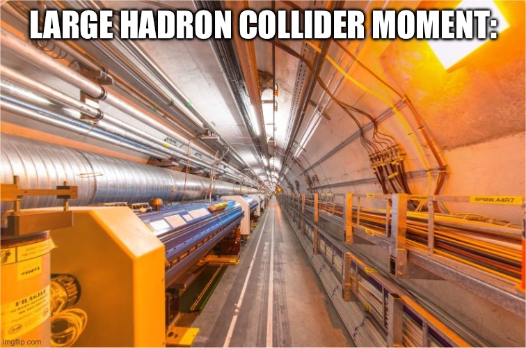 Large Hadron Collider | LARGE HADRON COLLIDER MOMENT: | image tagged in large hadron collider | made w/ Imgflip meme maker