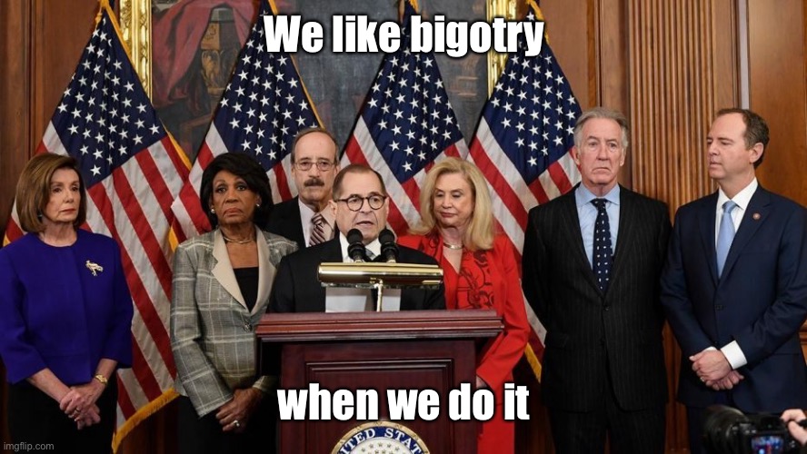 House Democrats | We like bigotry when we do it | image tagged in house democrats | made w/ Imgflip meme maker