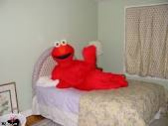 Want to join Elmo on the bed? | image tagged in cursed elmo | made w/ Imgflip meme maker