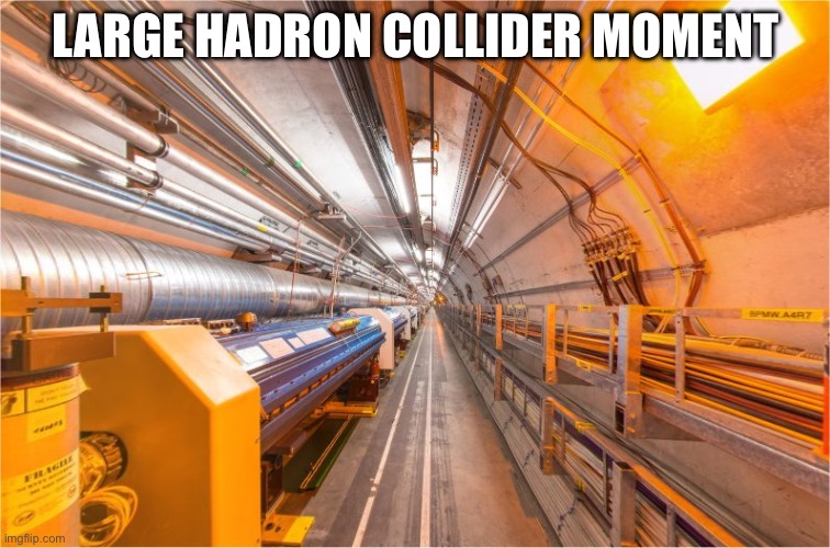 Large Hadron Collider | LARGE HADRON COLLIDER MOMENT | image tagged in large hadron collider | made w/ Imgflip meme maker