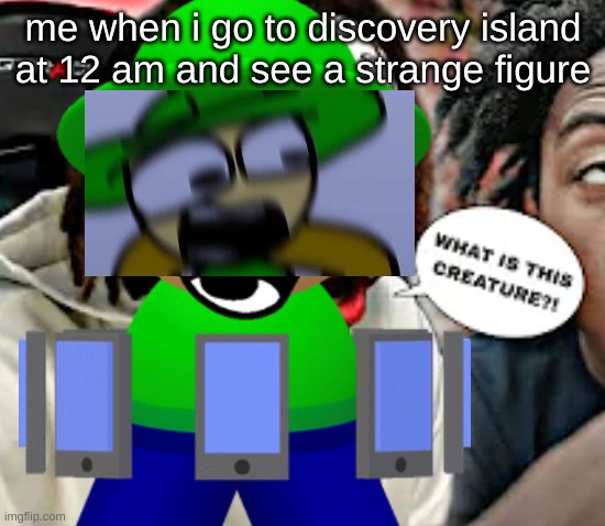 it's possibly just some guy exploring the place as well | me when i go to discovery island at 12 am and see a strange figure | image tagged in memes,dave and bambi,disney,fnaf | made w/ Imgflip meme maker