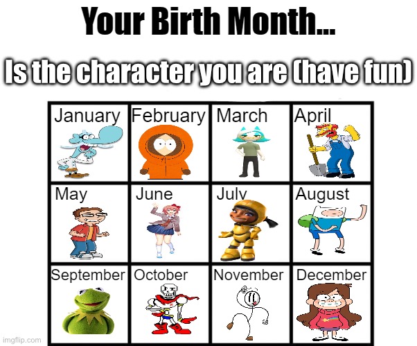 Birth Month Alignment Chart | Is the character you are (have fun) | image tagged in birth month alignment chart | made w/ Imgflip meme maker