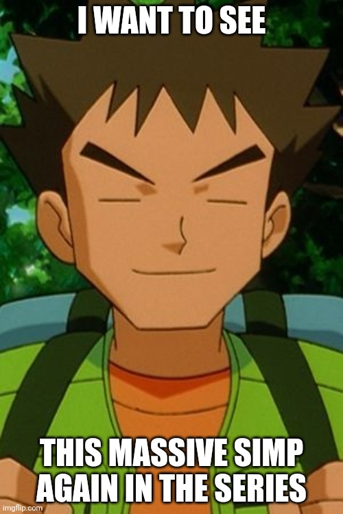 Brock pokemon | I WANT TO SEE; THIS MASSIVE SIMP AGAIN IN THE SERIES | image tagged in brock pokemon | made w/ Imgflip meme maker