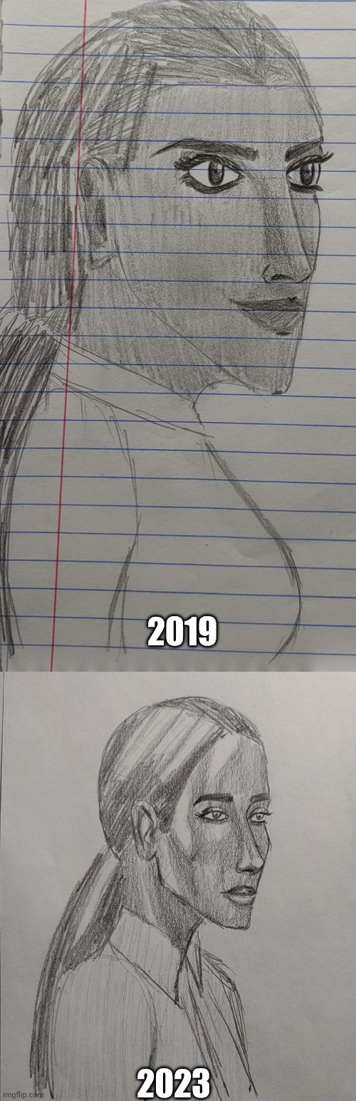 My Art 2019 VS 2023 (What do you think?) | 2019; 2023 | image tagged in art,art improvement,improvement,drawing,drawings | made w/ Imgflip meme maker