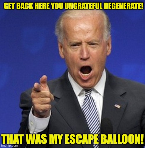 GET BACK HERE YOU UNGRATEFUL DEGENERATE! THAT WAS MY ESCAPE BALLOON! | made w/ Imgflip meme maker