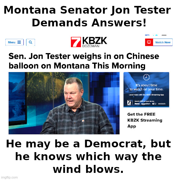 What Is That Thing? The Answer Is Blowing In The Wind | image tagged in montana,senator,chinese,spy balloon | made w/ Imgflip meme maker