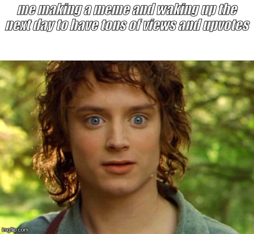 this is true | me making a meme and waking up the next day to have tons of views and upvotes | image tagged in memes,surpised frodo | made w/ Imgflip meme maker