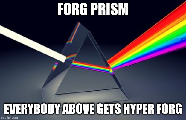 hyper'd | FORG PRISM; EVERYBODY ABOVE GETS HYPER FORG | image tagged in rainbow prism | made w/ Imgflip meme maker