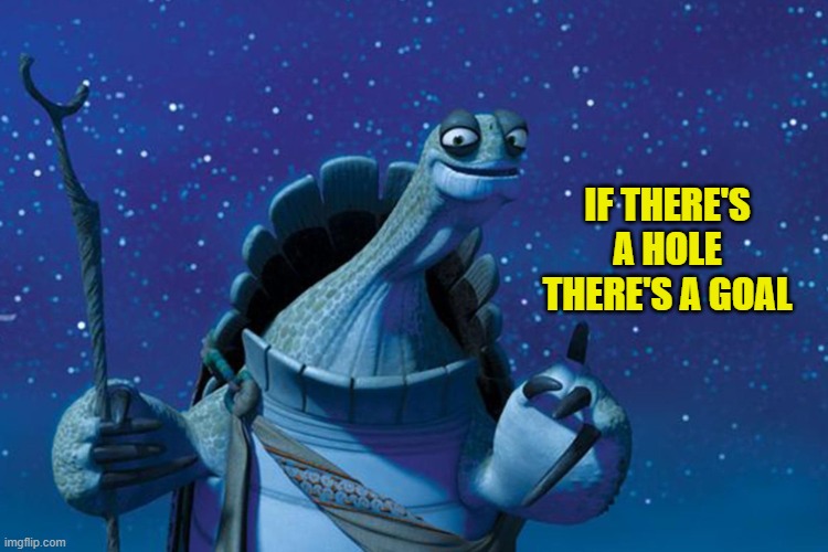 Master Oogway | IF THERE'S A HOLE
THERE'S A GOAL | image tagged in master oogway | made w/ Imgflip meme maker