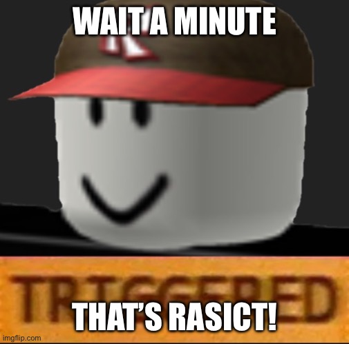 Roblox Triggered | WAIT A MINUTE THAT’S RASICT! | image tagged in roblox triggered | made w/ Imgflip meme maker