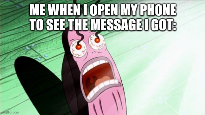 Spongebob My Eyes | ME WHEN I OPEN MY PHONE TO SEE THE MESSAGE I GOT: | image tagged in spongebob my eyes | made w/ Imgflip meme maker
