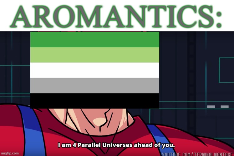 I am 4 parrallel universes ahead of you | AROMANTICS: | image tagged in i am 4 parrallel universes ahead of you | made w/ Imgflip meme maker