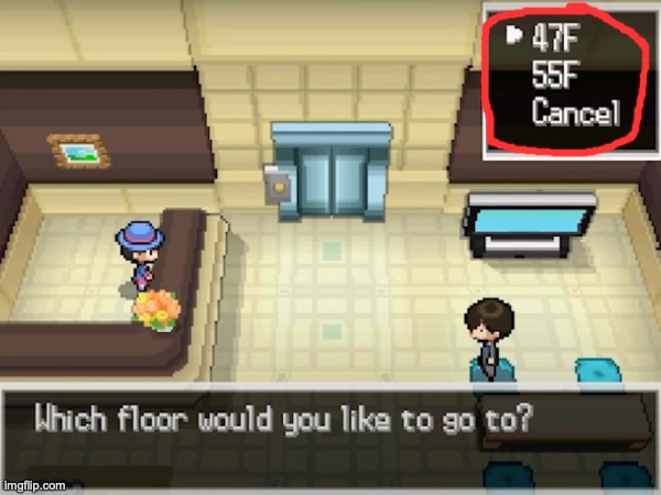 Floors are being skipped on a Pokémon game I've got | image tagged in pokemon,black and white,floors,are,being,skipped | made w/ Imgflip meme maker