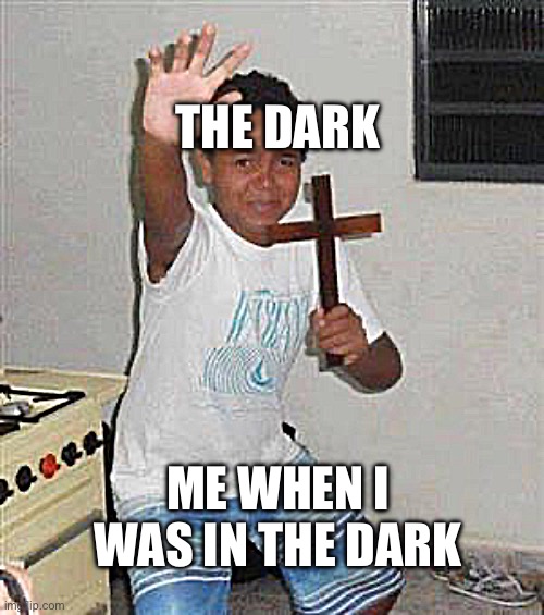 POV:when your older | THE DARK; ME WHEN I WAS IN THE DARK | image tagged in scared kid | made w/ Imgflip meme maker