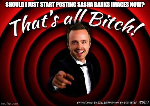 That's all, Bitch! | SHOULD I JUST START POSTING SASHA BANKS IMAGES NOW? | image tagged in that's all bitch | made w/ Imgflip meme maker