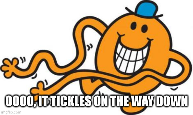 mr tickle  | OOOO, IT TICKLES ON THE WAY DOWN | image tagged in mr tickle | made w/ Imgflip meme maker