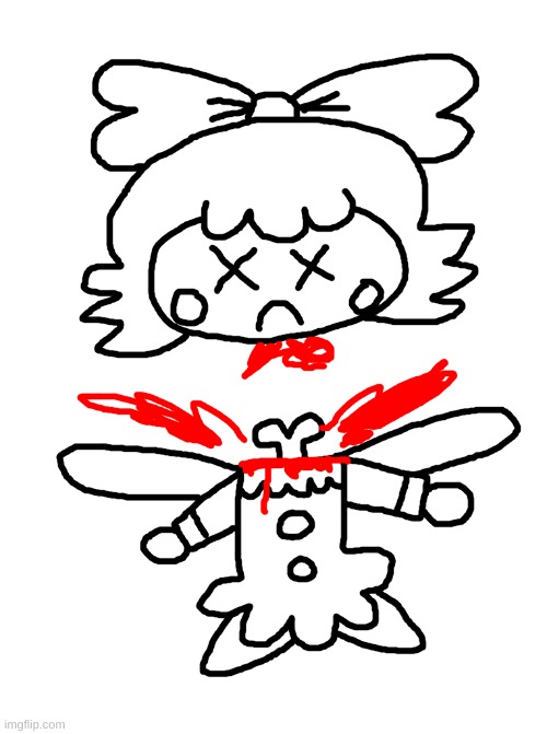 Ribbon gets her head chopped off for the next time | image tagged in kirby,fanart,gore,blood,decapitation,funny | made w/ Imgflip meme maker