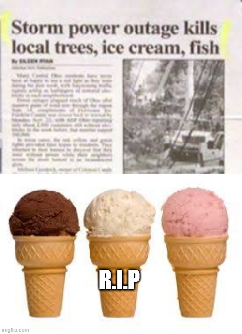 Dead | R.I.P | image tagged in ice cream cone | made w/ Imgflip meme maker