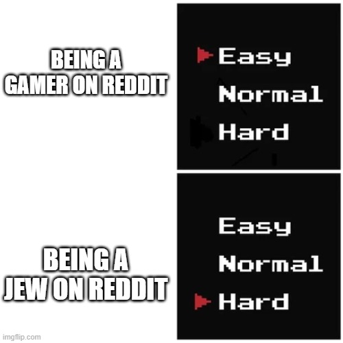 Easy Vs Hard | BEING A GAMER ON REDDIT; BEING A JEW ON REDDIT | image tagged in easy vs hard,memes | made w/ Imgflip meme maker