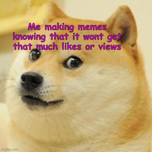 Doge Meme | Me making memes knowing that it wont get that much likes or views | image tagged in memes,doge | made w/ Imgflip meme maker