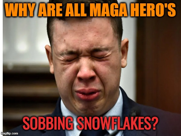 MAGA tears | WHY ARE ALL MAGA HERO'S SOBBING SNOWFLAKES? | image tagged in maga,kyle rittenhouse,hiding,tears,political meme | made w/ Imgflip meme maker