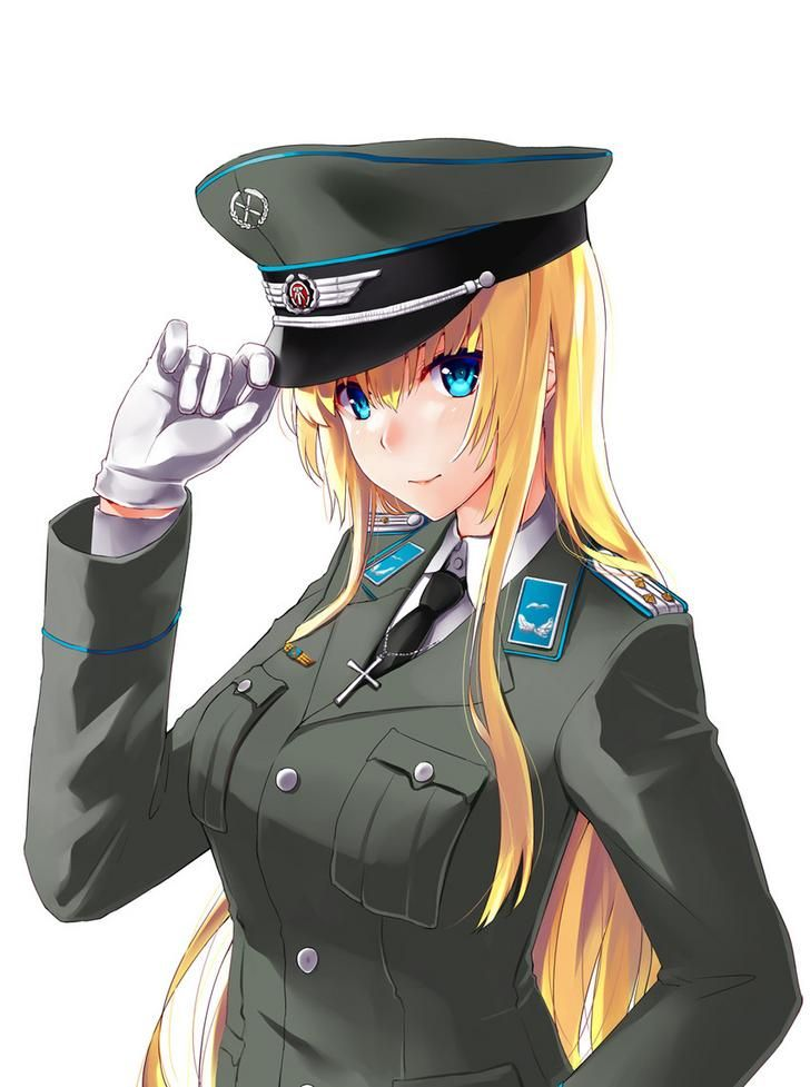 High Quality Anime girl military uniform Blank Meme Template